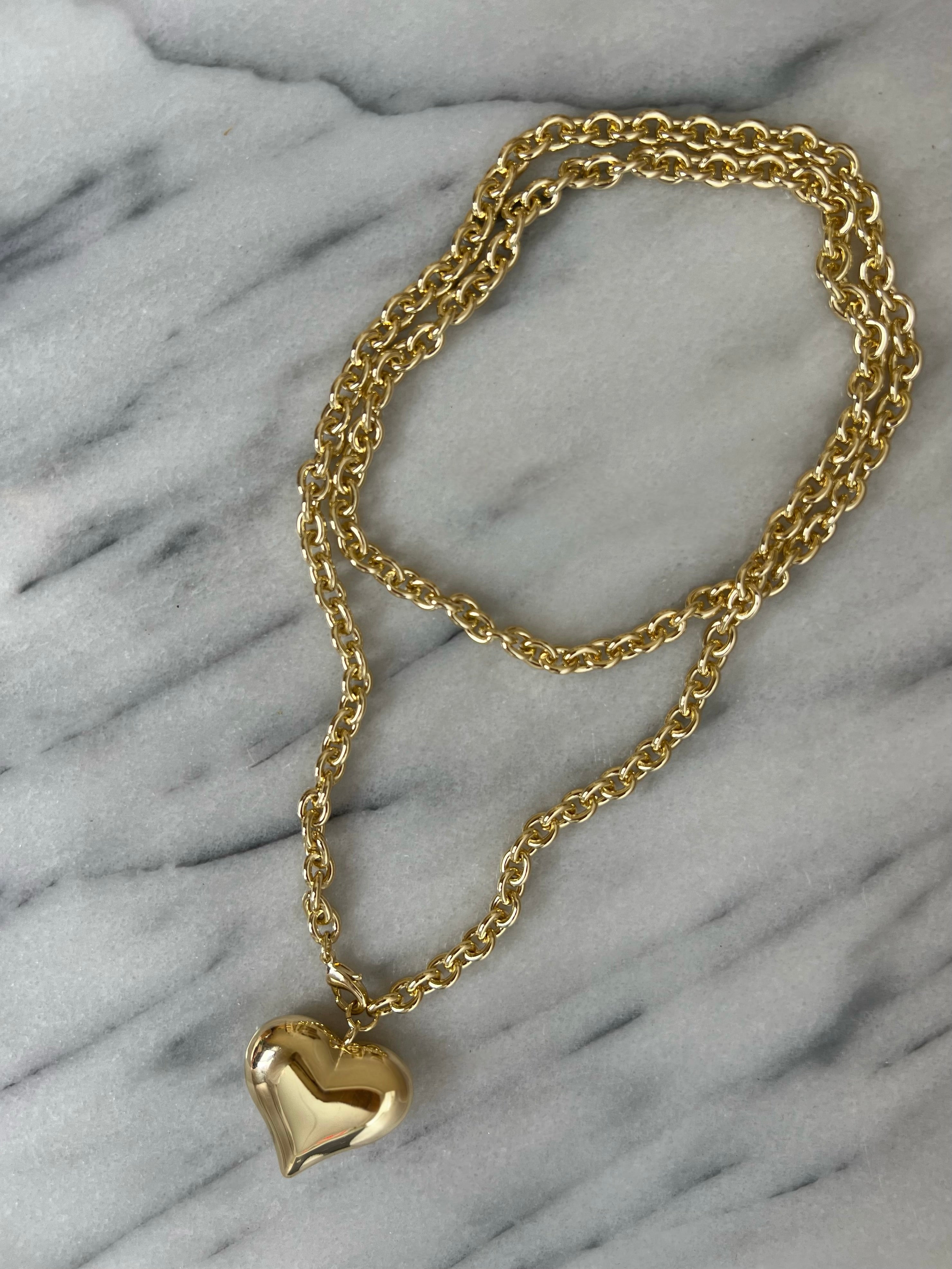 Rachel Bubble Heart Statement Necklace – 14K Gold Plated