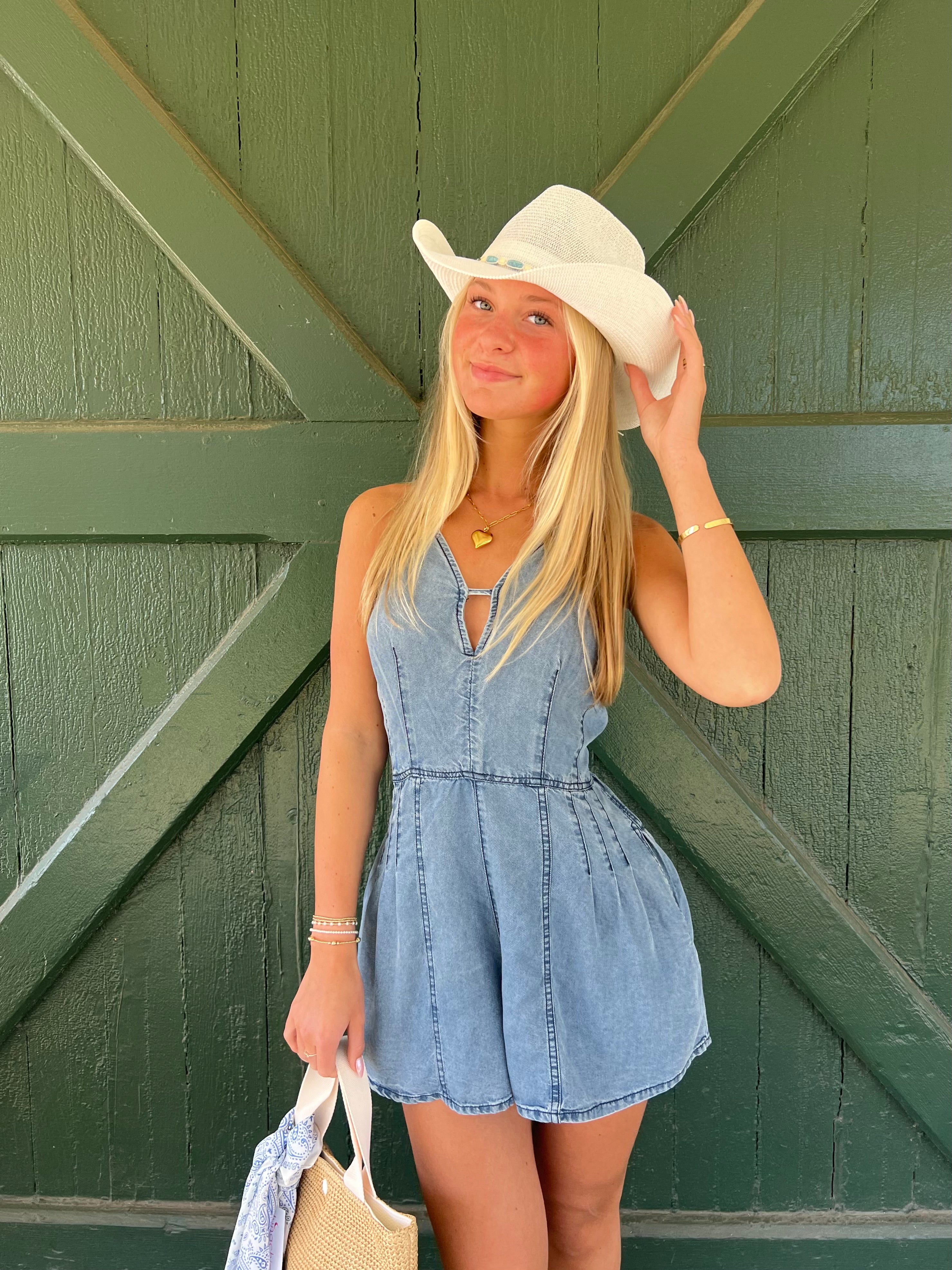 Vintage Havana Washed Soft Denim Tencel Romper