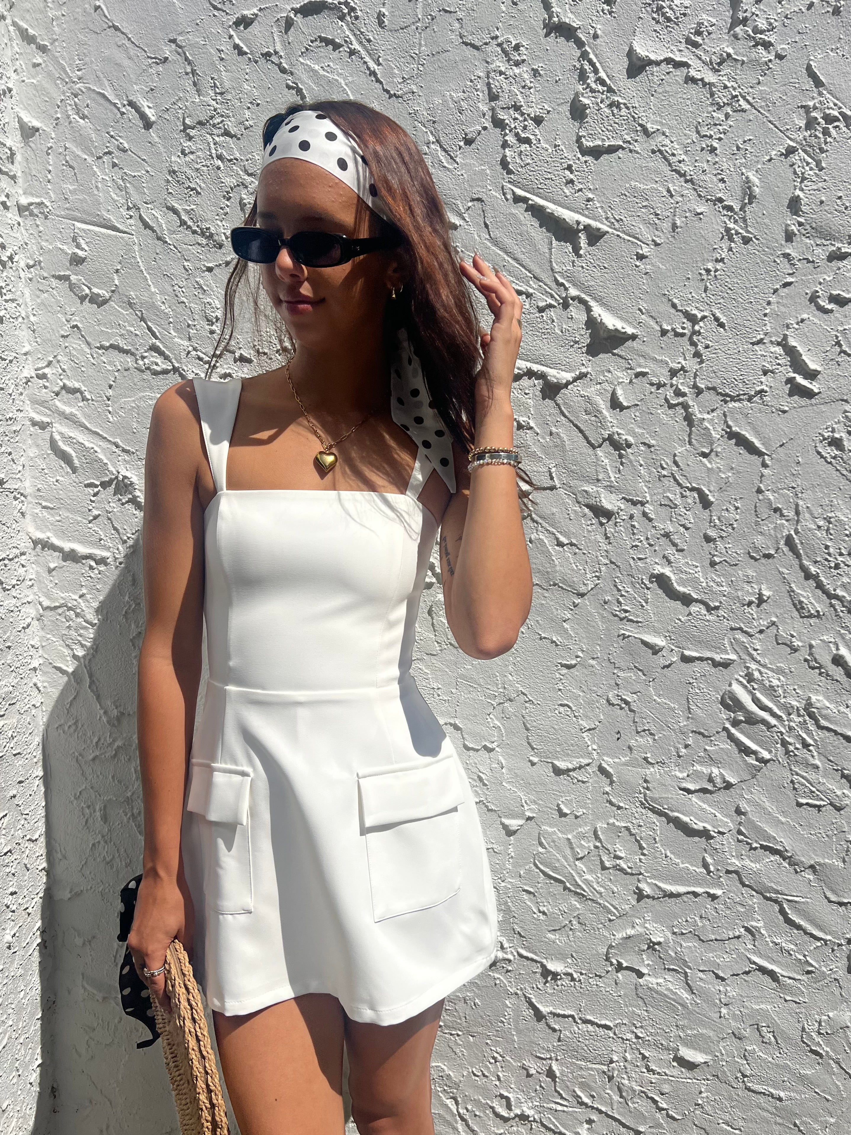 West Village Dress Romper – White