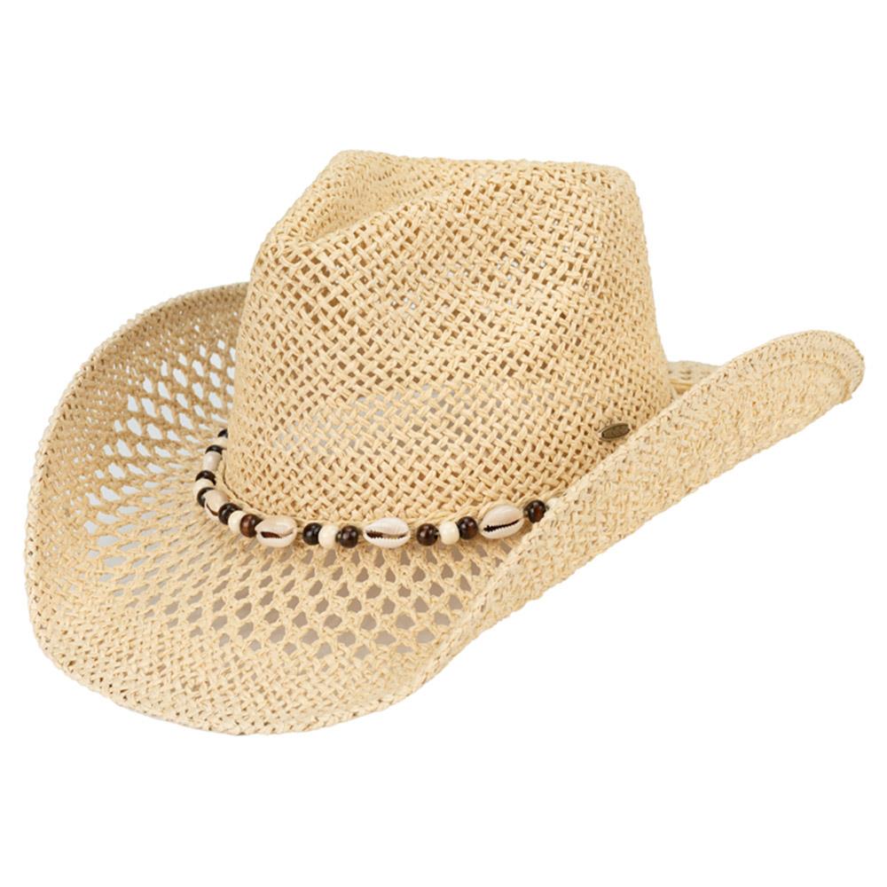 Lunachick Beachside Shell Band Straw Cowboy Hat