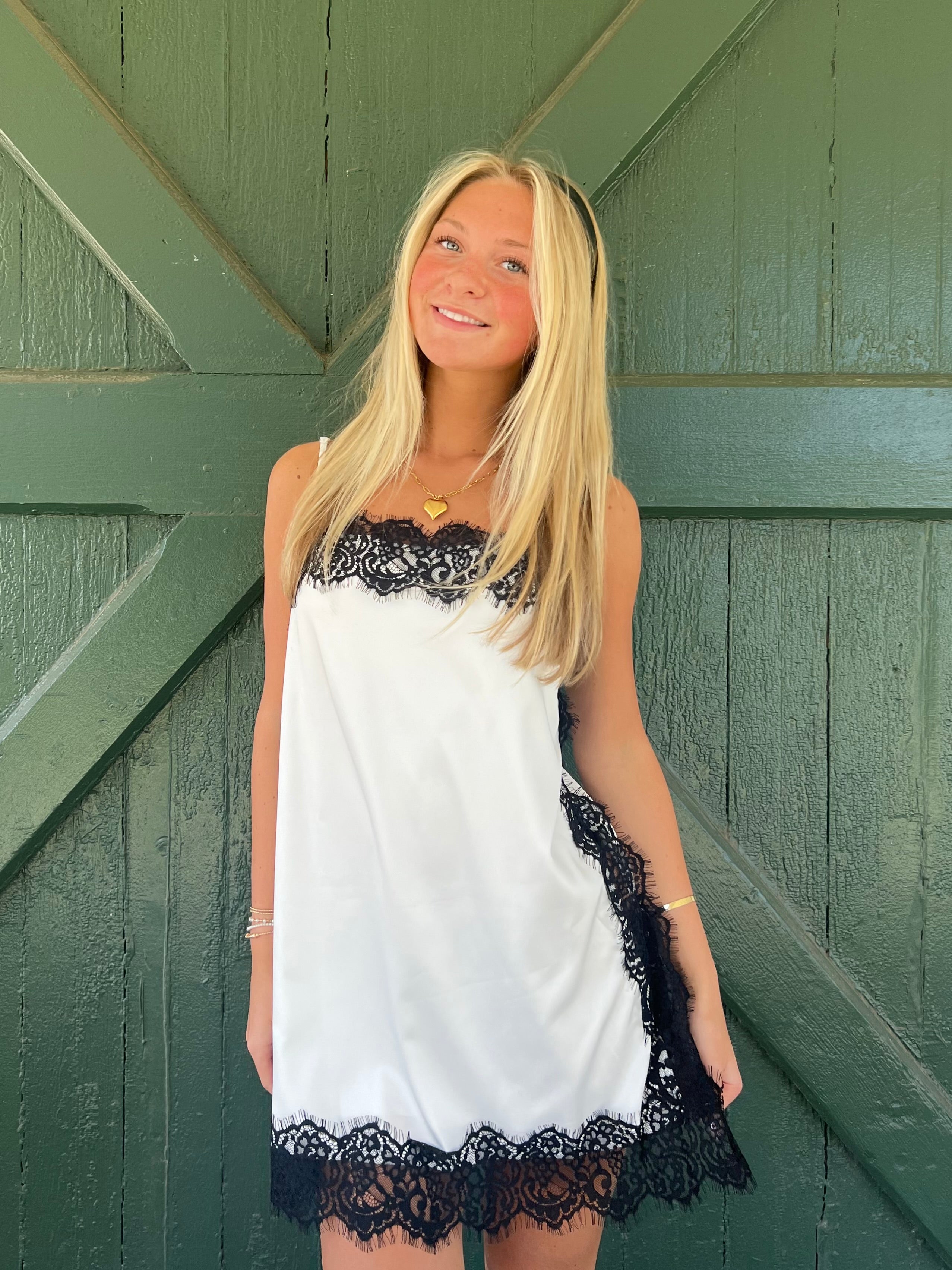 Midnight Lace Adjustable Strap Cami Mini Dress