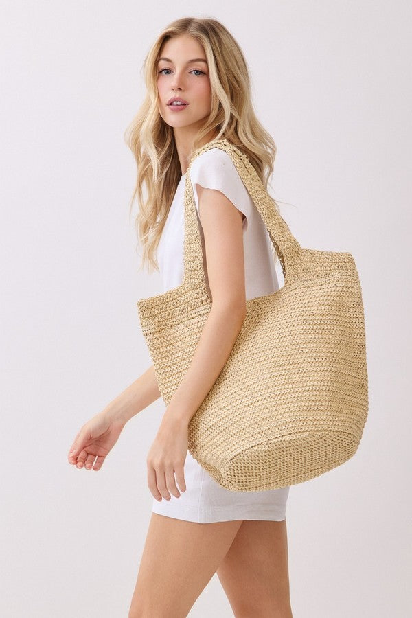 Isla Natural Woven Tote Bag – Oversized Everyday Shoulder Bag