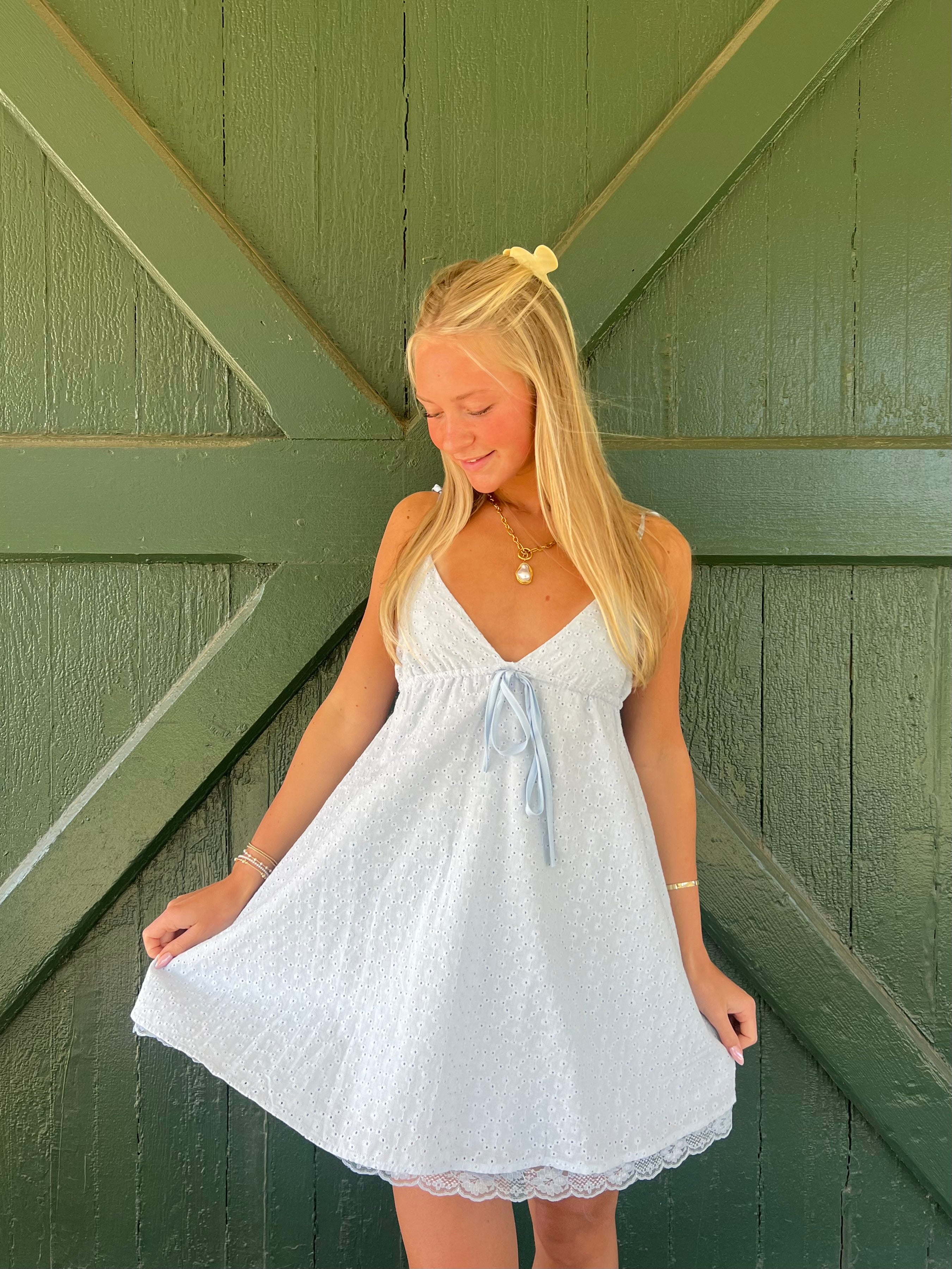 Summer Days Eyelet Dress - Baby Blue