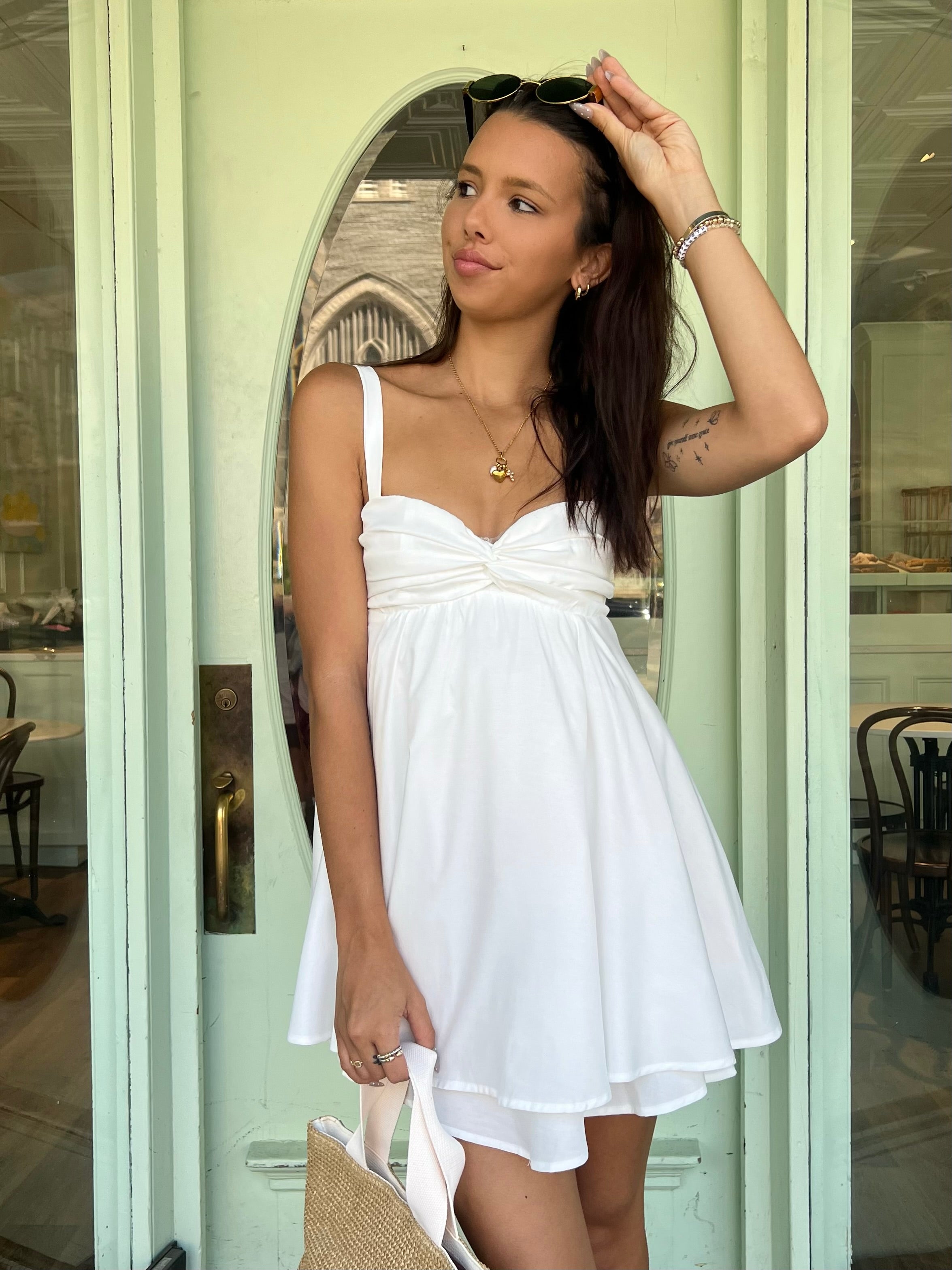 The Sofia Tie Back Mini Dress – White