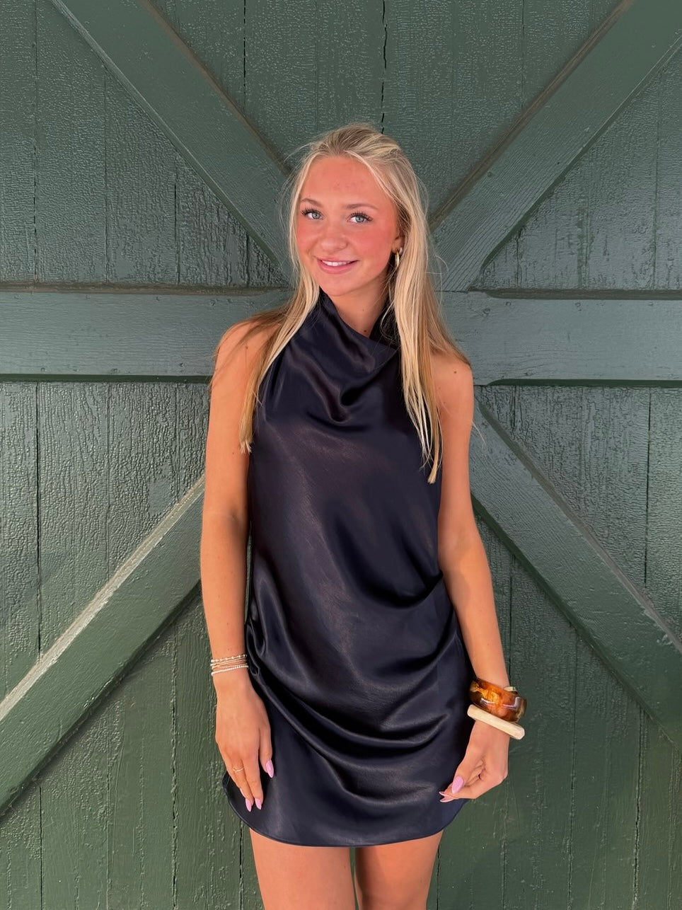 Classic High Neck Halter Mini Dress