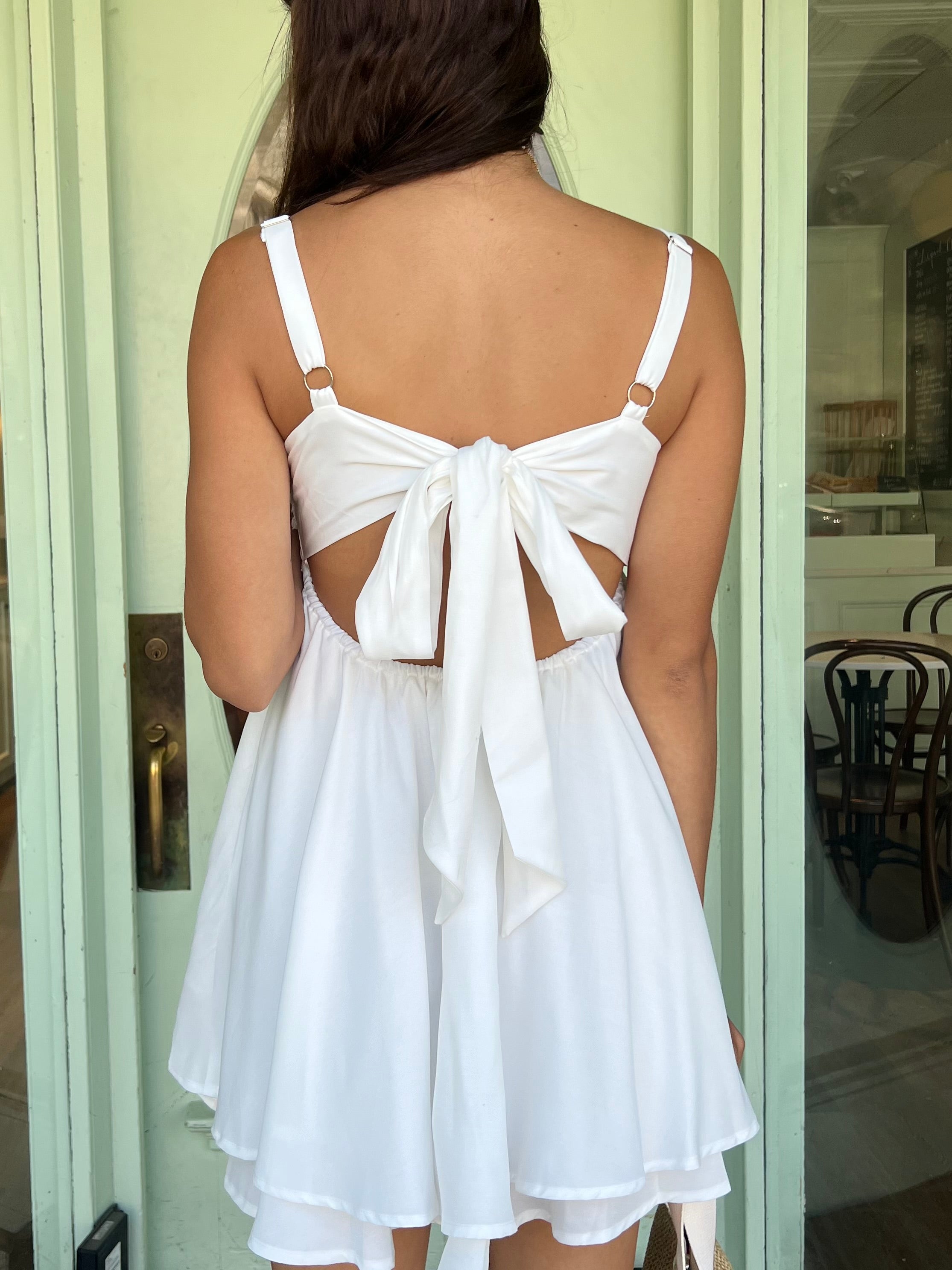 The Sofia Tie Back Mini Dress – White