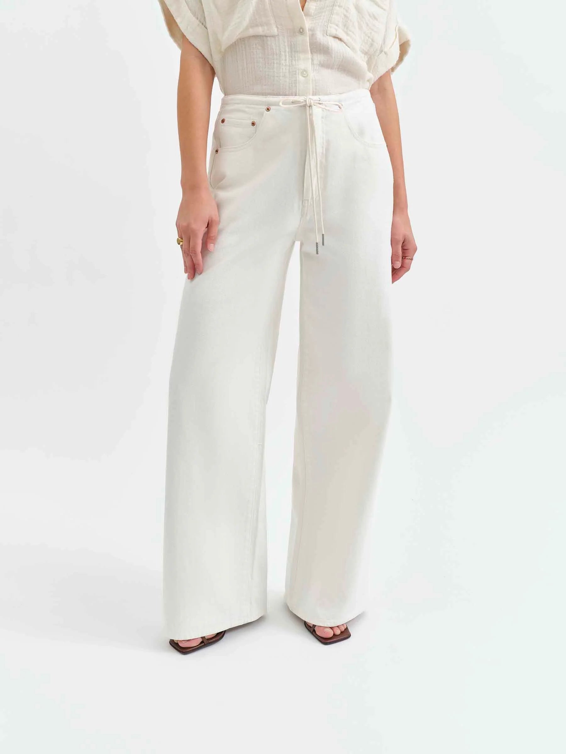 Daze Madison Milkshake Mid Rise Wide Leg