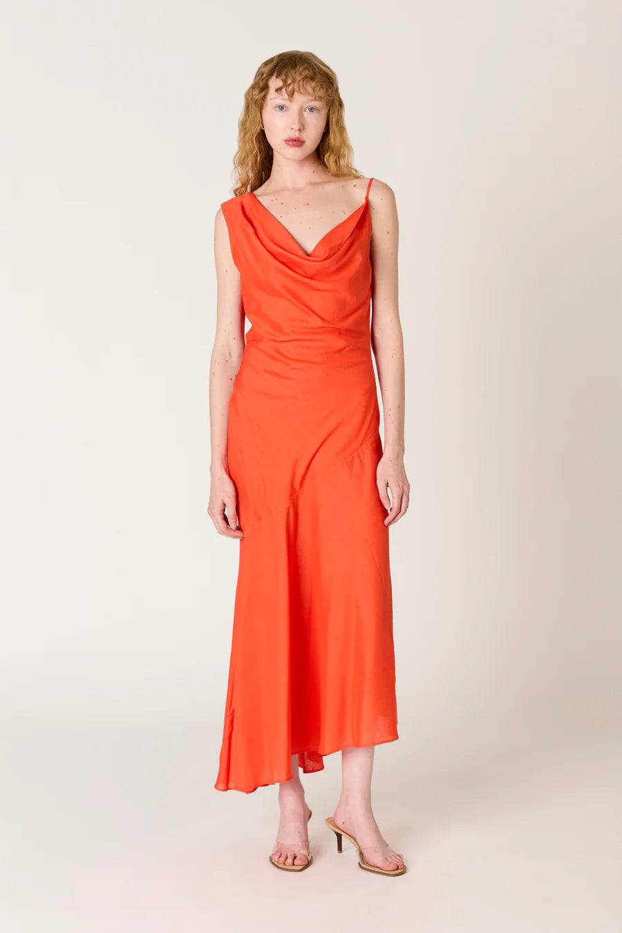 NIA Cielo One-Shoulder Draped Midi Dress