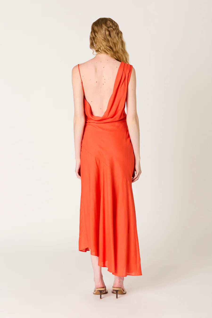 NIA Cielo One-Shoulder Draped Midi Dress