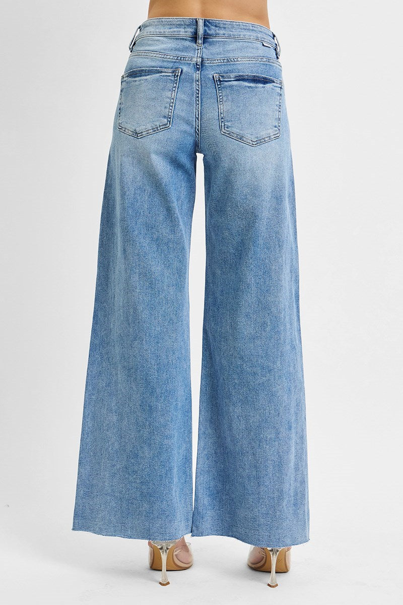 Risen Tummy Control High Rise Ankle Palazzo Jeans