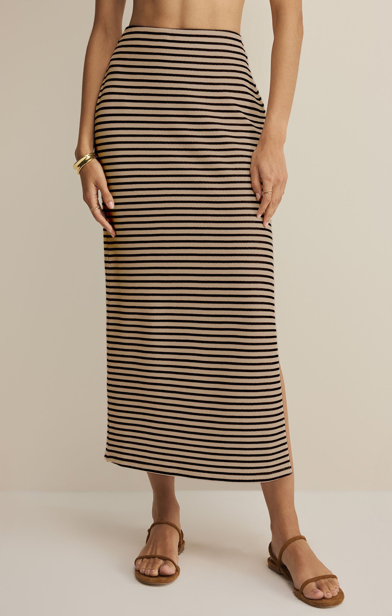 Z Supply Ainslie Stripe Midi Skirt – Putty