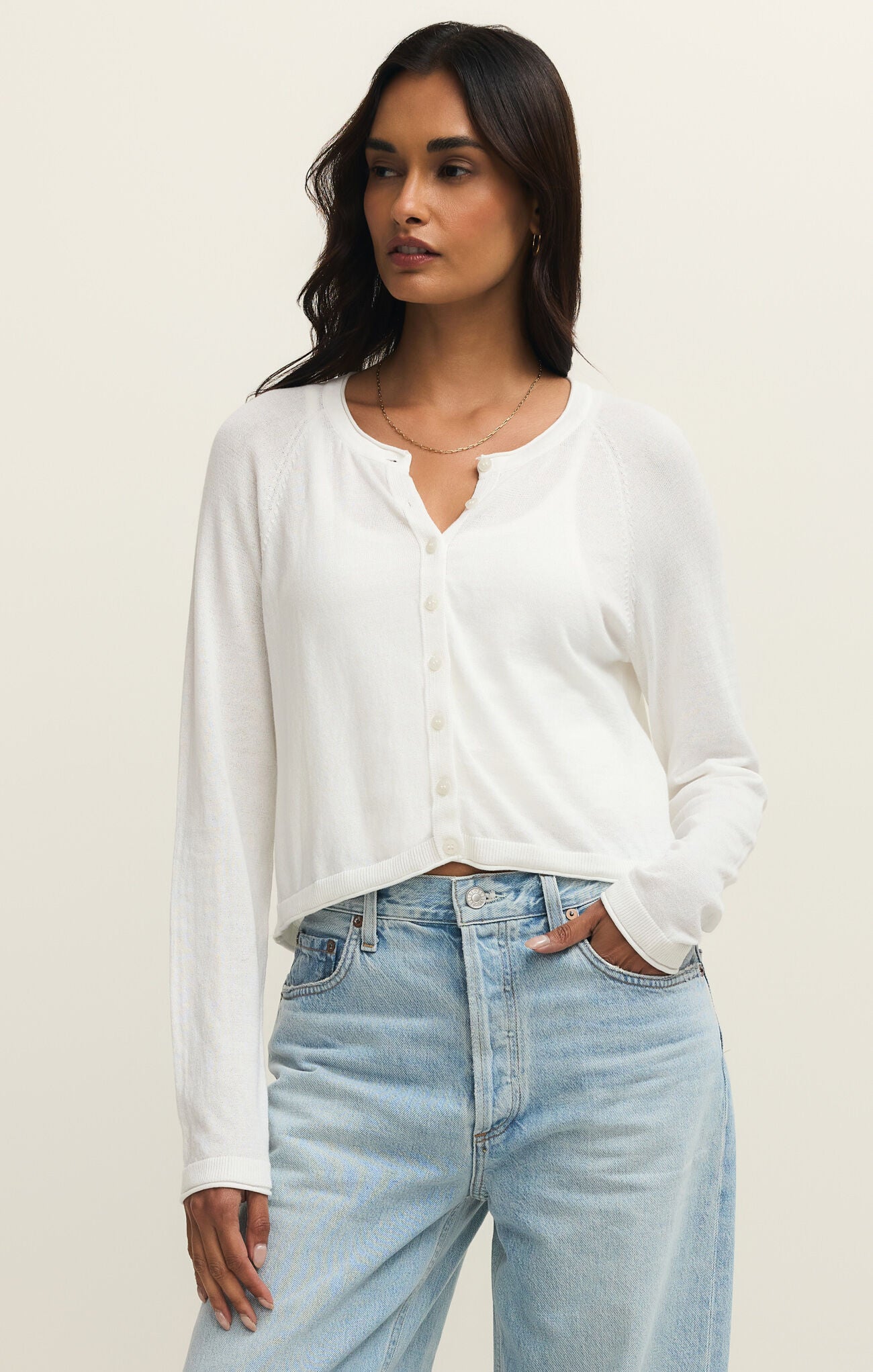 Z Supply White Perfect Layer Cardigan – Women’s Lightweight Knit Cardigan Sweater