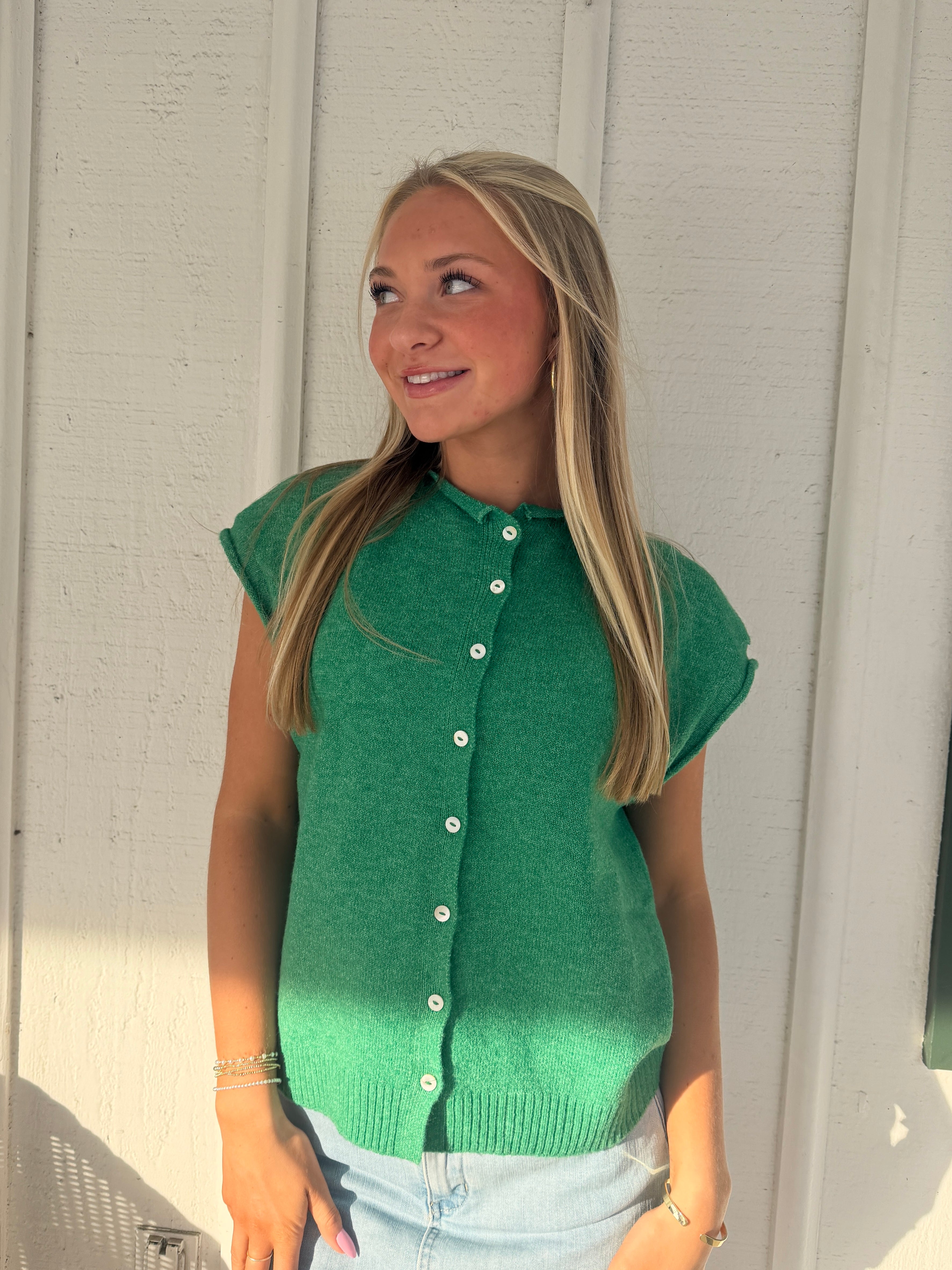 The Kelly Green It Girl Sleeveless Sweater
