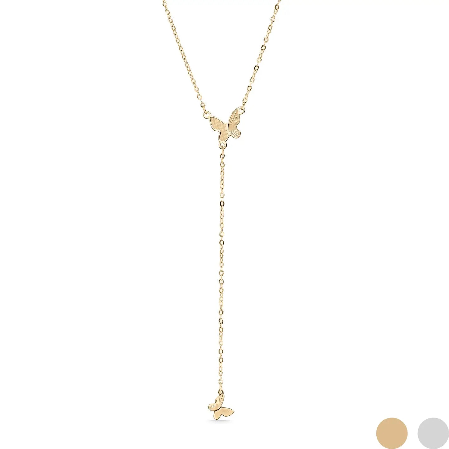 Golden Flutter Lariat Necklace – 18K Gold Plated, Water & Tarnish Resistant
