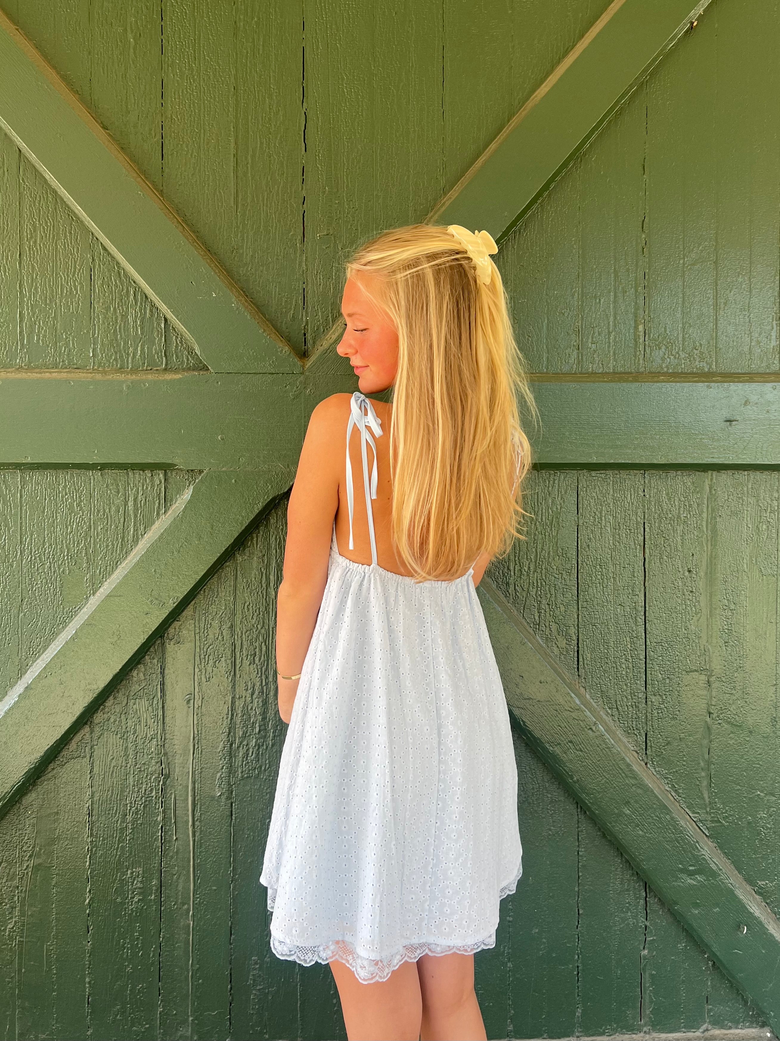 Summer Days Eyelet Dress - Baby Blue