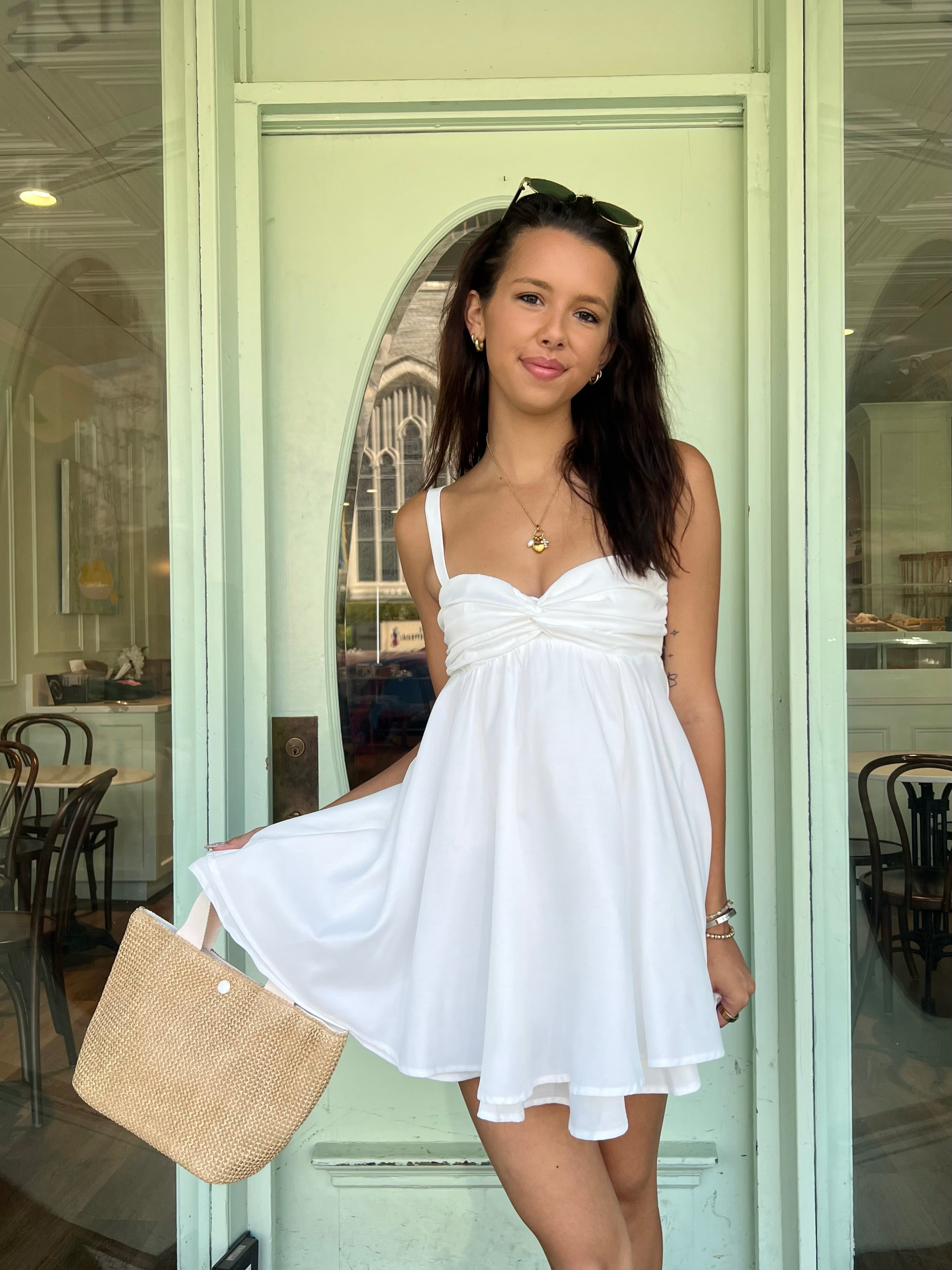 The Sofia Tie Back Mini Dress – White