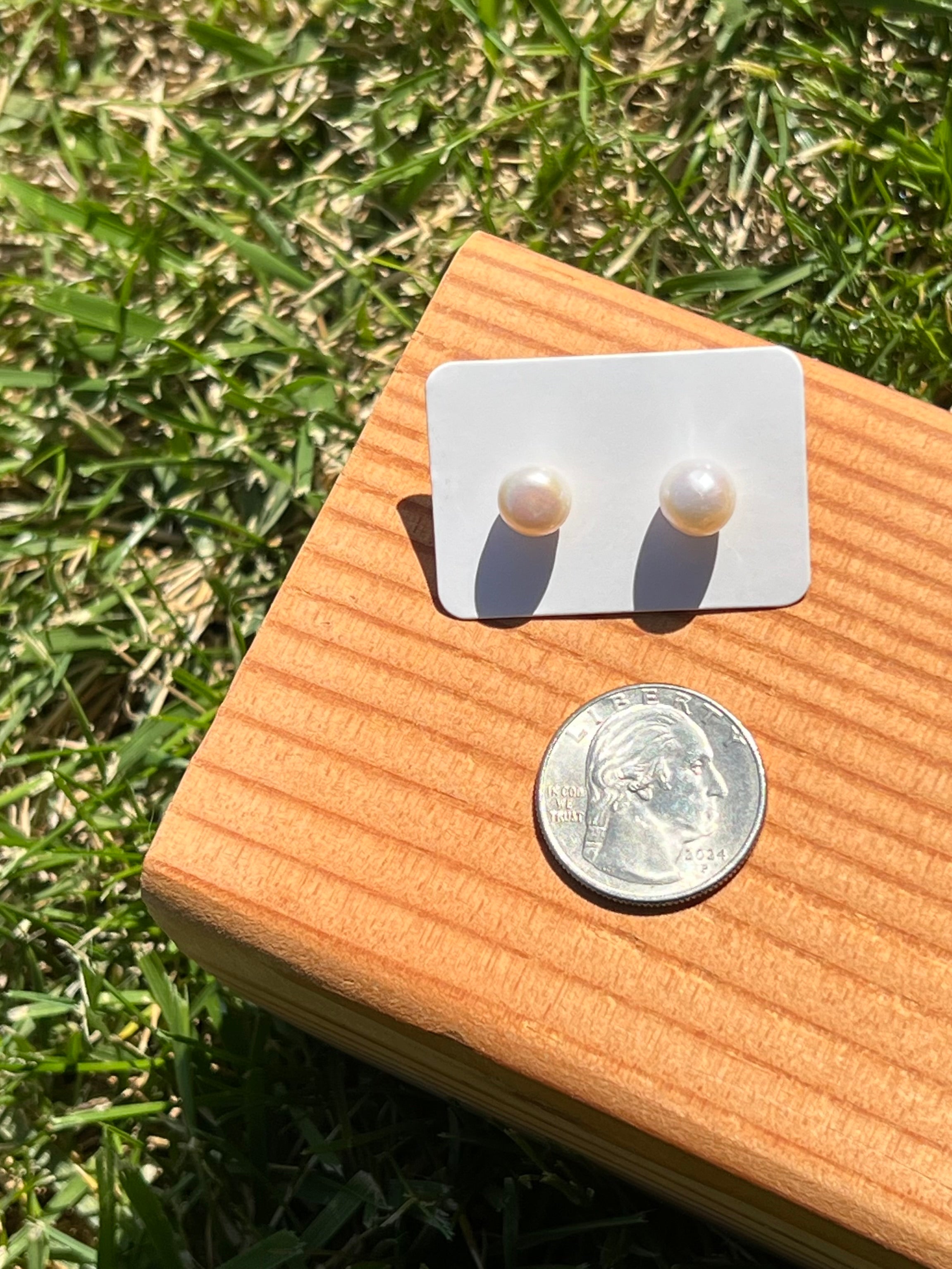 The Bianca Pearl Button Stud Earrings - 8mm