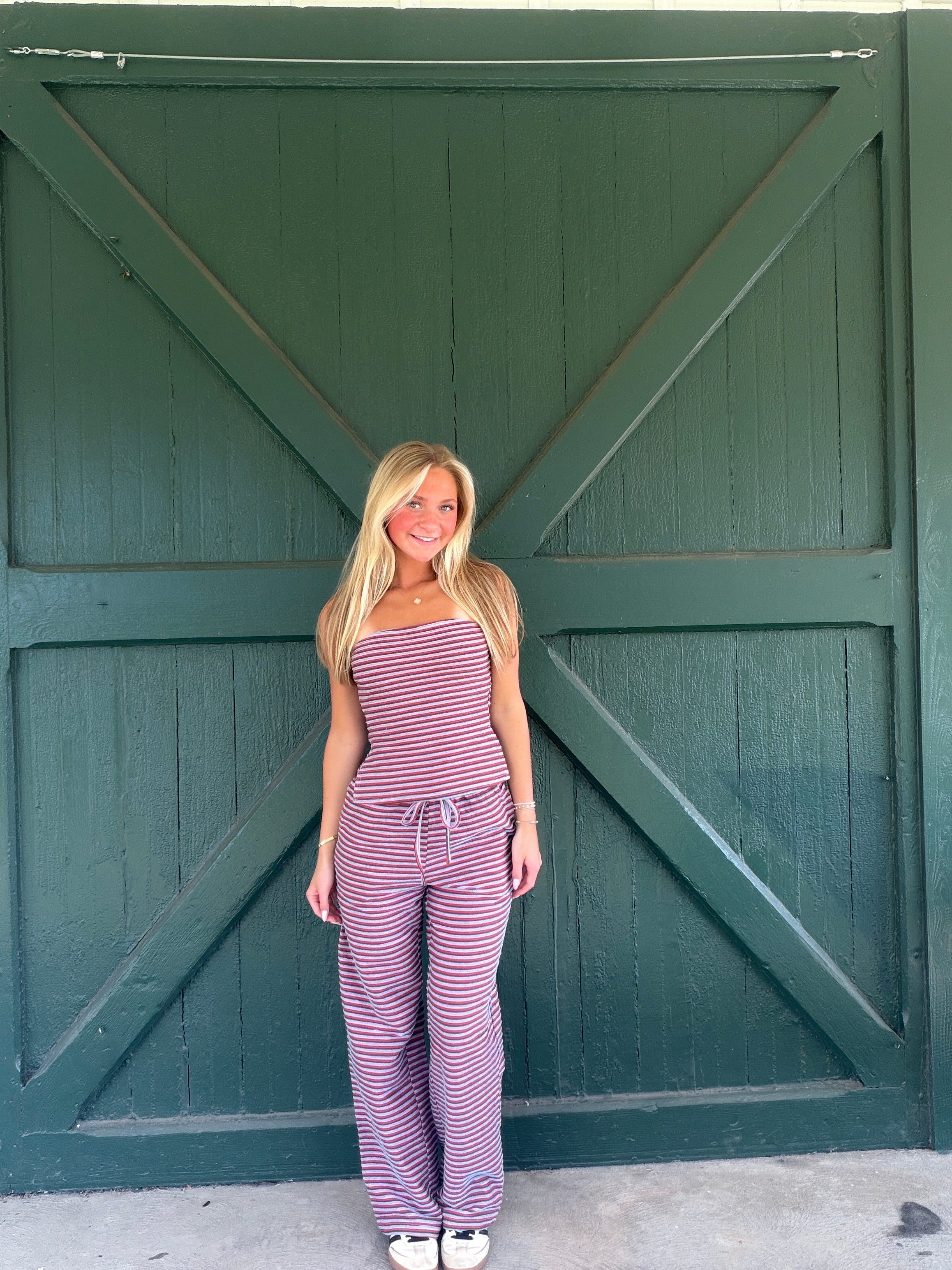 The Dylan Lavender Stripe Knit Wide Leg Pant