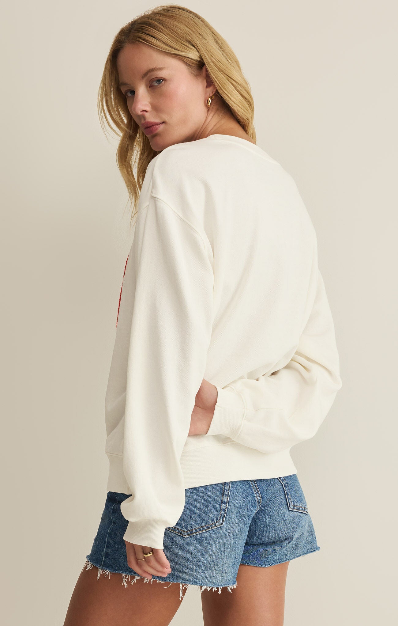 Z Supply USA Boyfriend Sweatshirt – Sea Salt