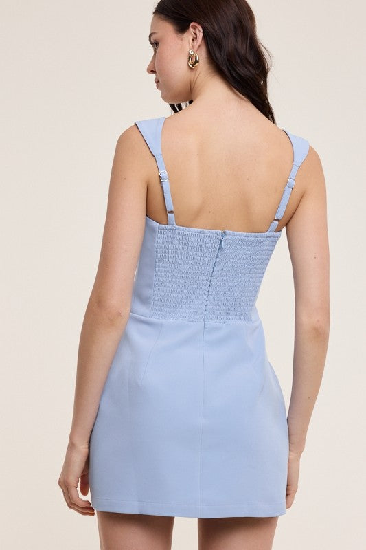 West Village Dress Romper – Pale Blue