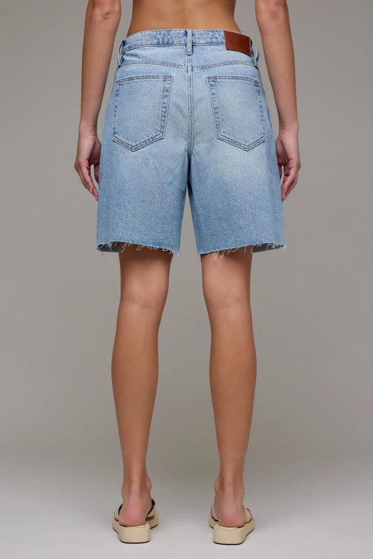 Hidden Alyx Medium Wash Baggy Denim Shorts – 8” Inseam Relaxed Fit