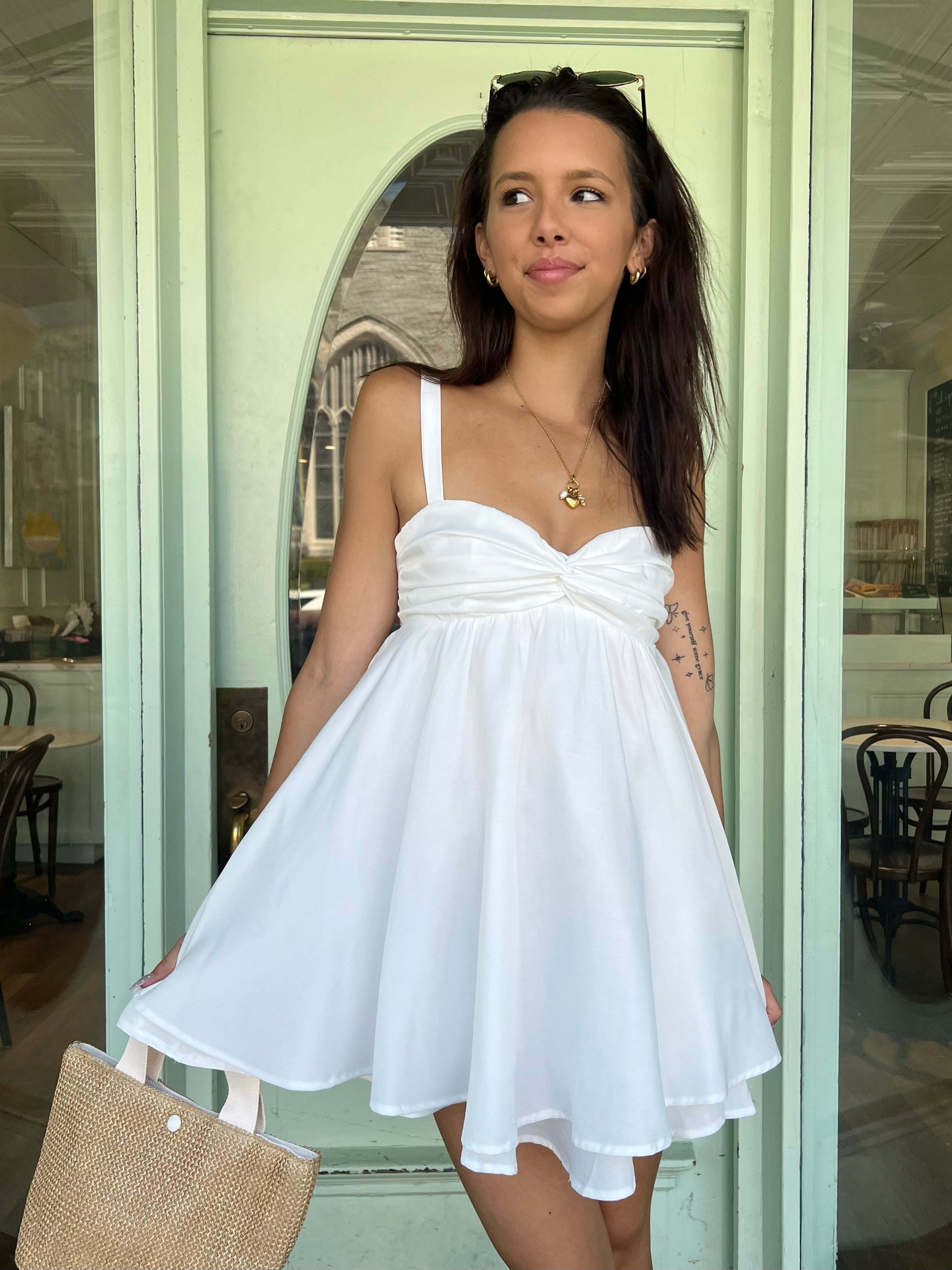 The Sofia Tie Back Mini Dress – White