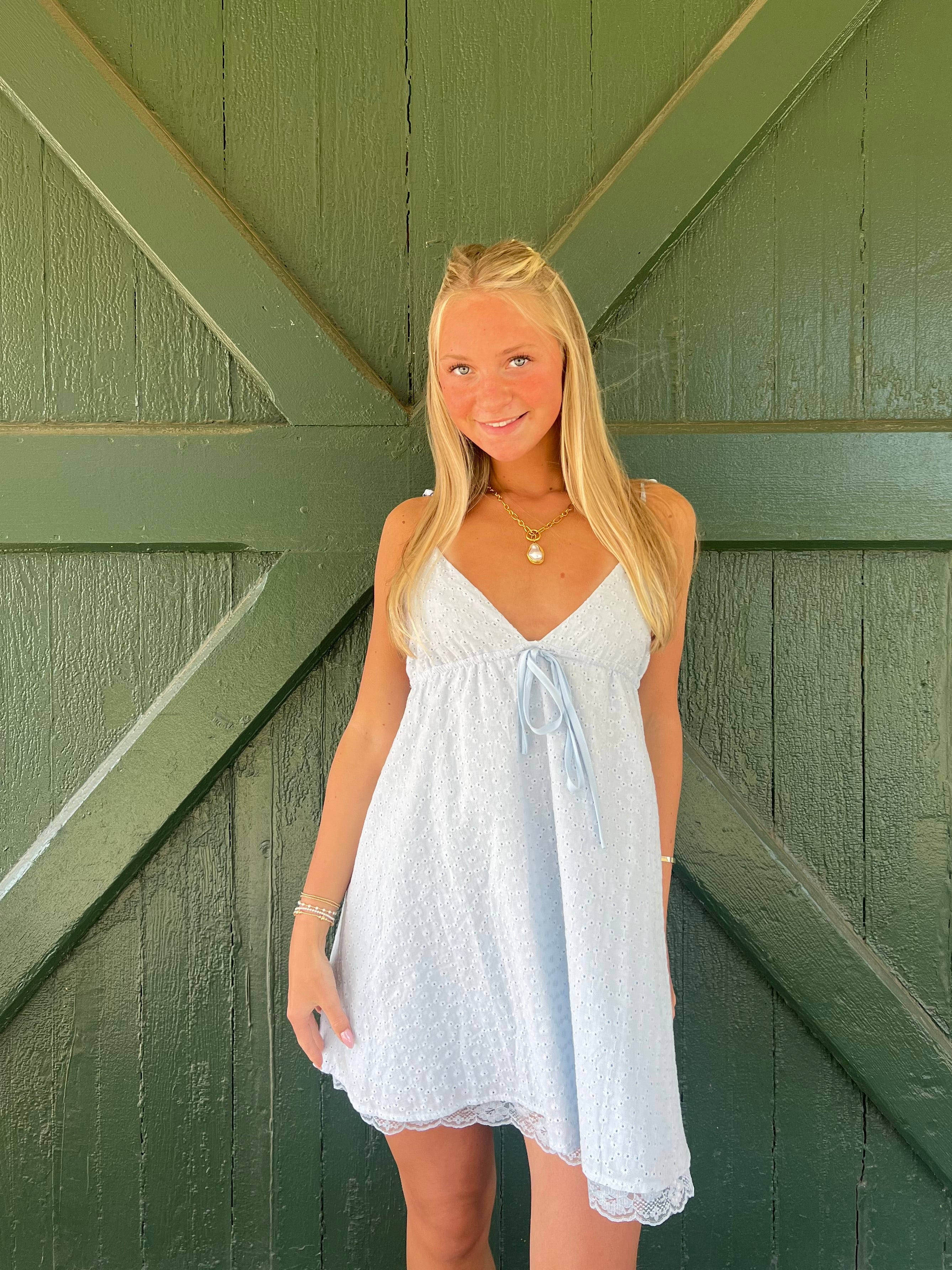 Summer Days Eyelet Dress - Baby Blue