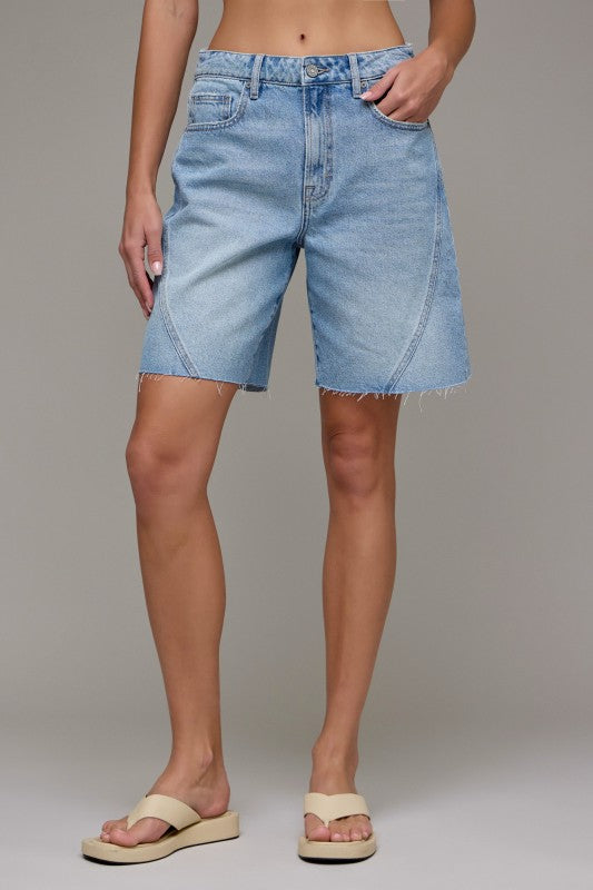 Hidden Alyx Medium Wash Baggy Denim Shorts – 8” Inseam Relaxed Fit