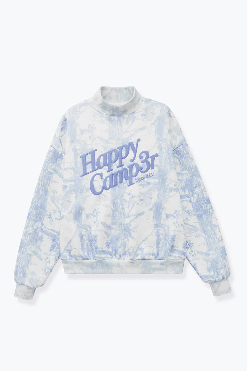 Happy Camp3r Blue Camo Mock Neck Pull Over