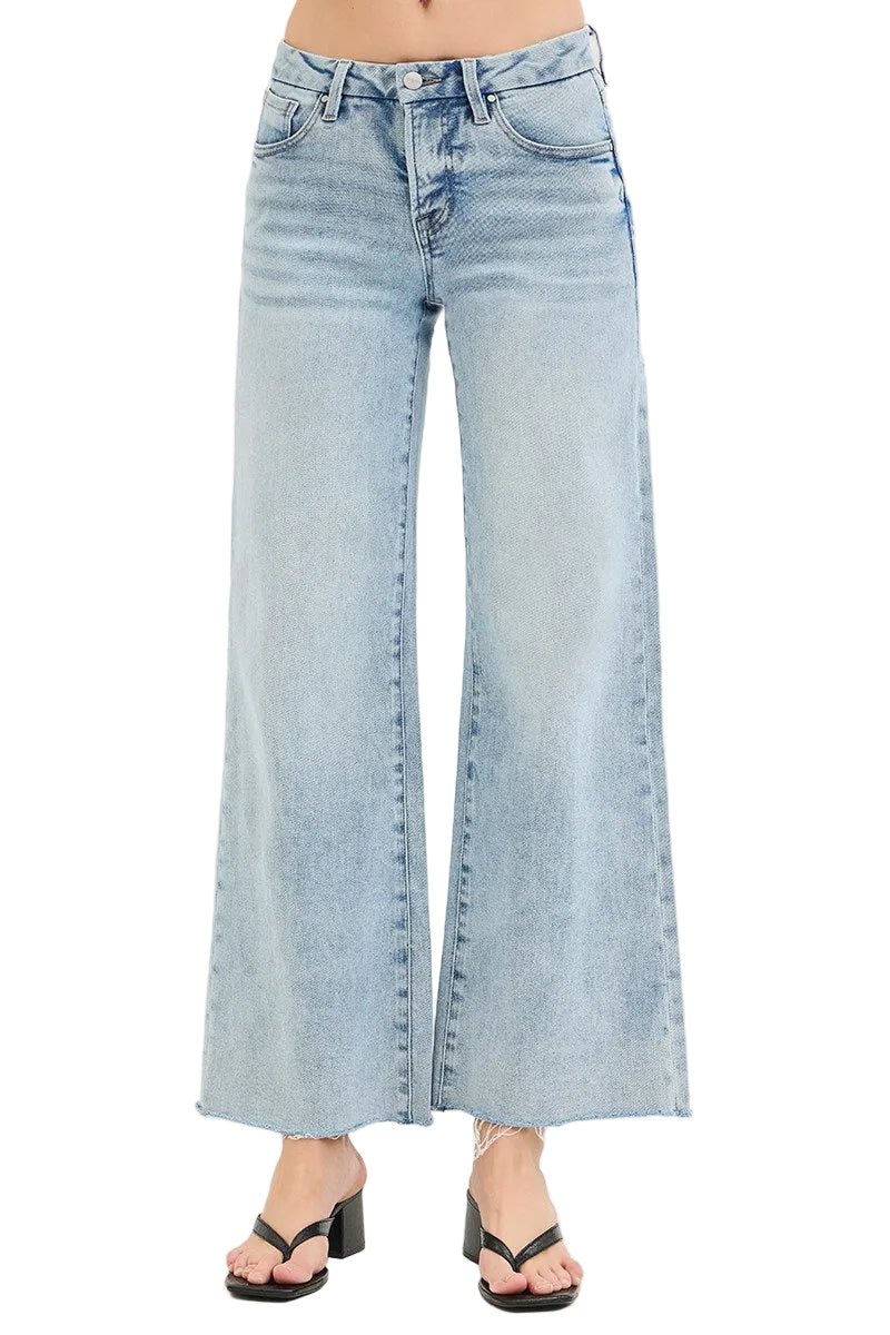 RISEN Tummy Control Low Rise Wide Leg Jeans