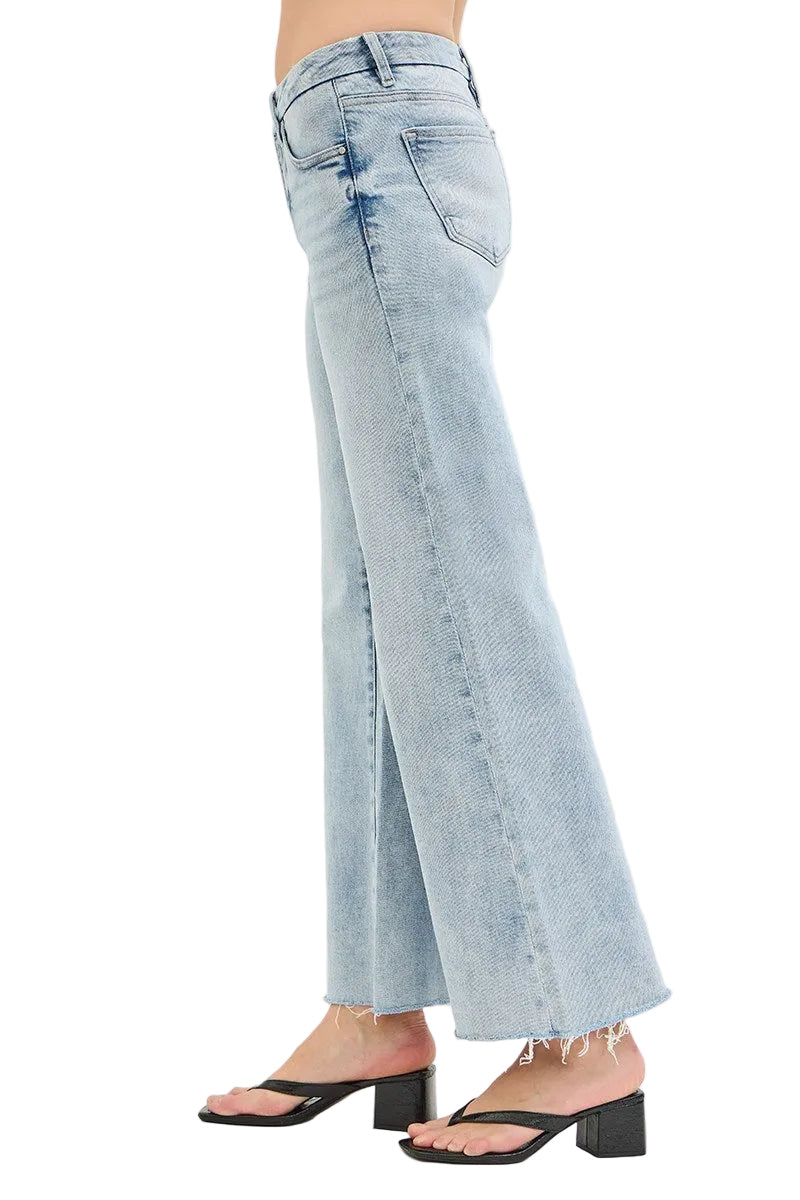 RISEN Tummy Control Low Rise Wide Leg Jeans