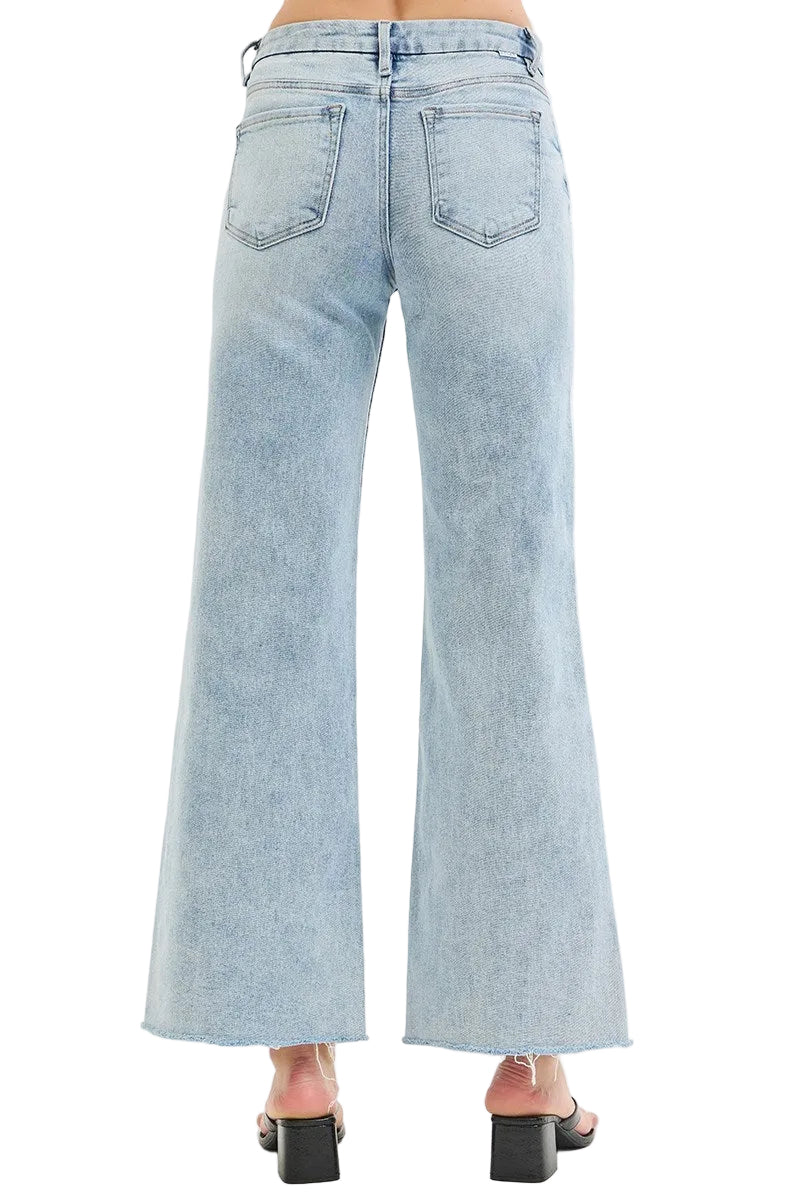 RISEN Tummy Control Low Rise Wide Leg Jeans
