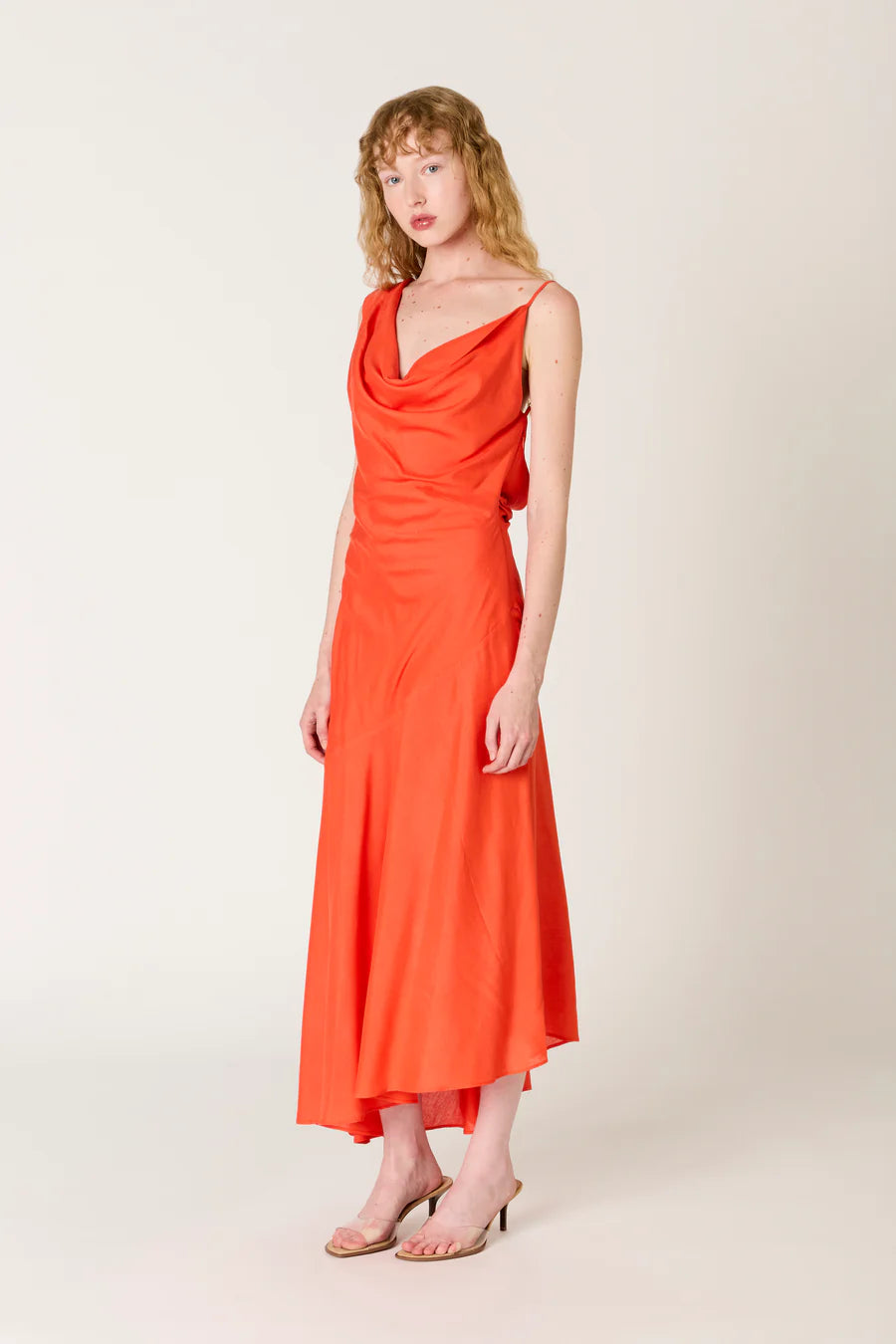 NIA Cielo One-Shoulder Draped Midi Dress