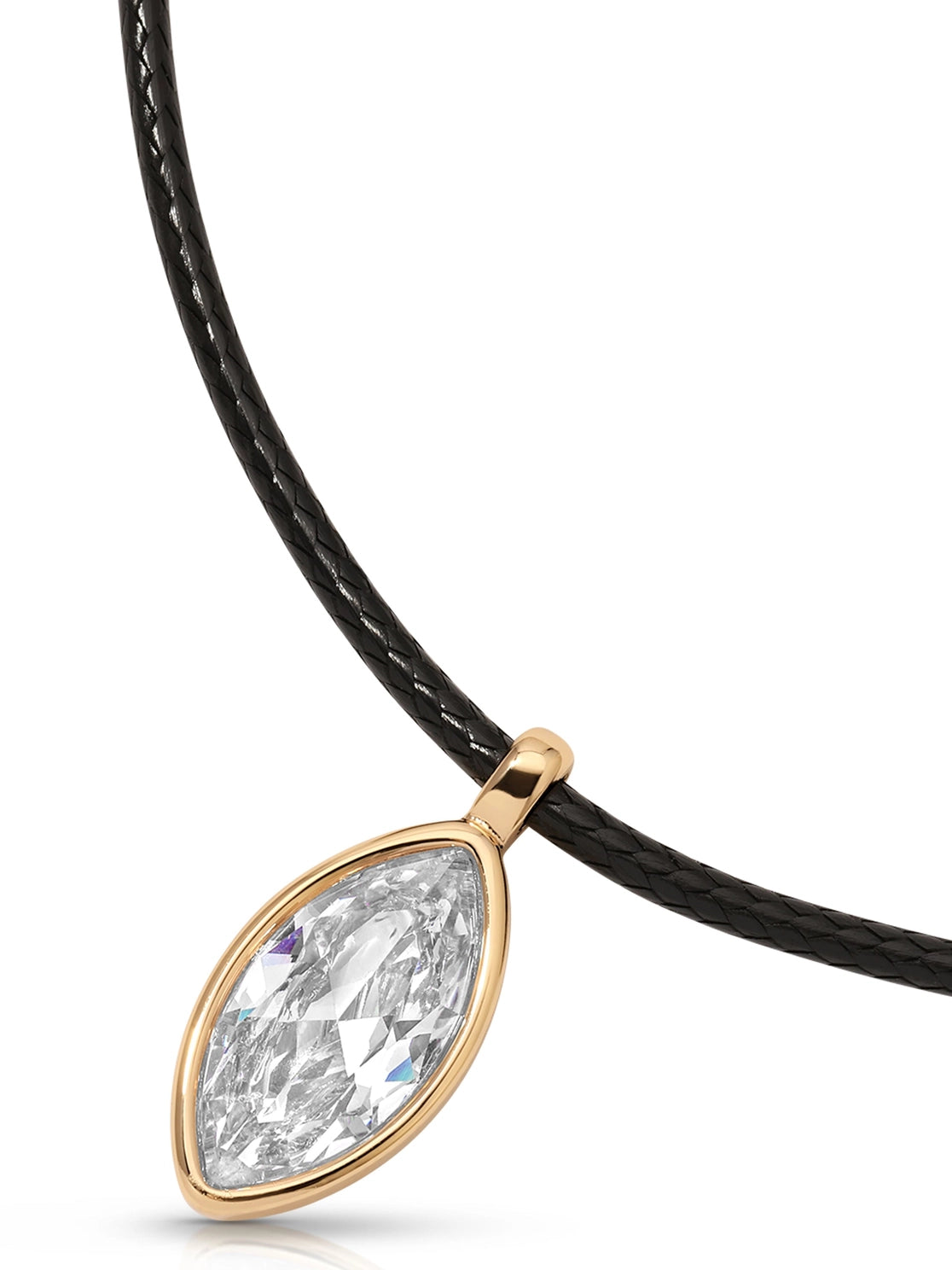 Ettika Marquise Crystal Pendant Cord Necklace – 18K Gold Plated Statement Jewelry