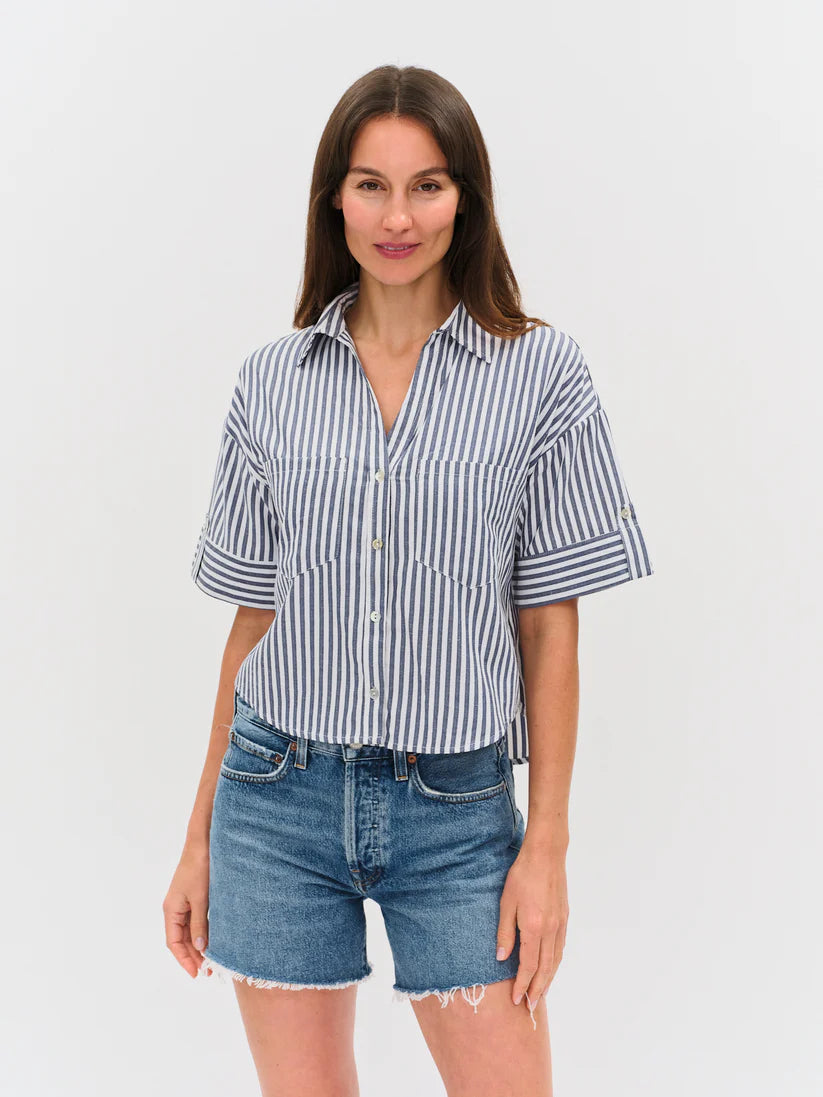 Harper Striped Collared Button-Down Top