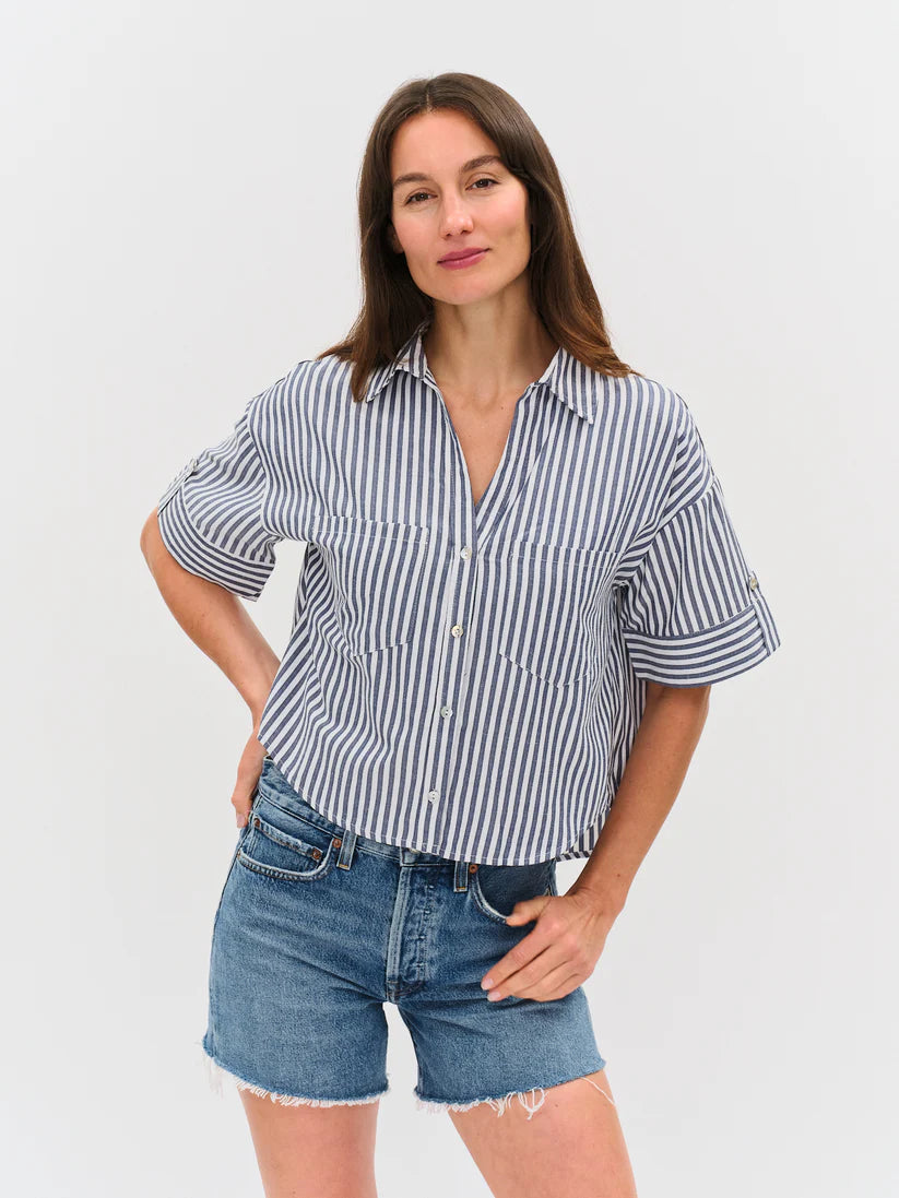 Harper Striped Collared Button-Down Top
