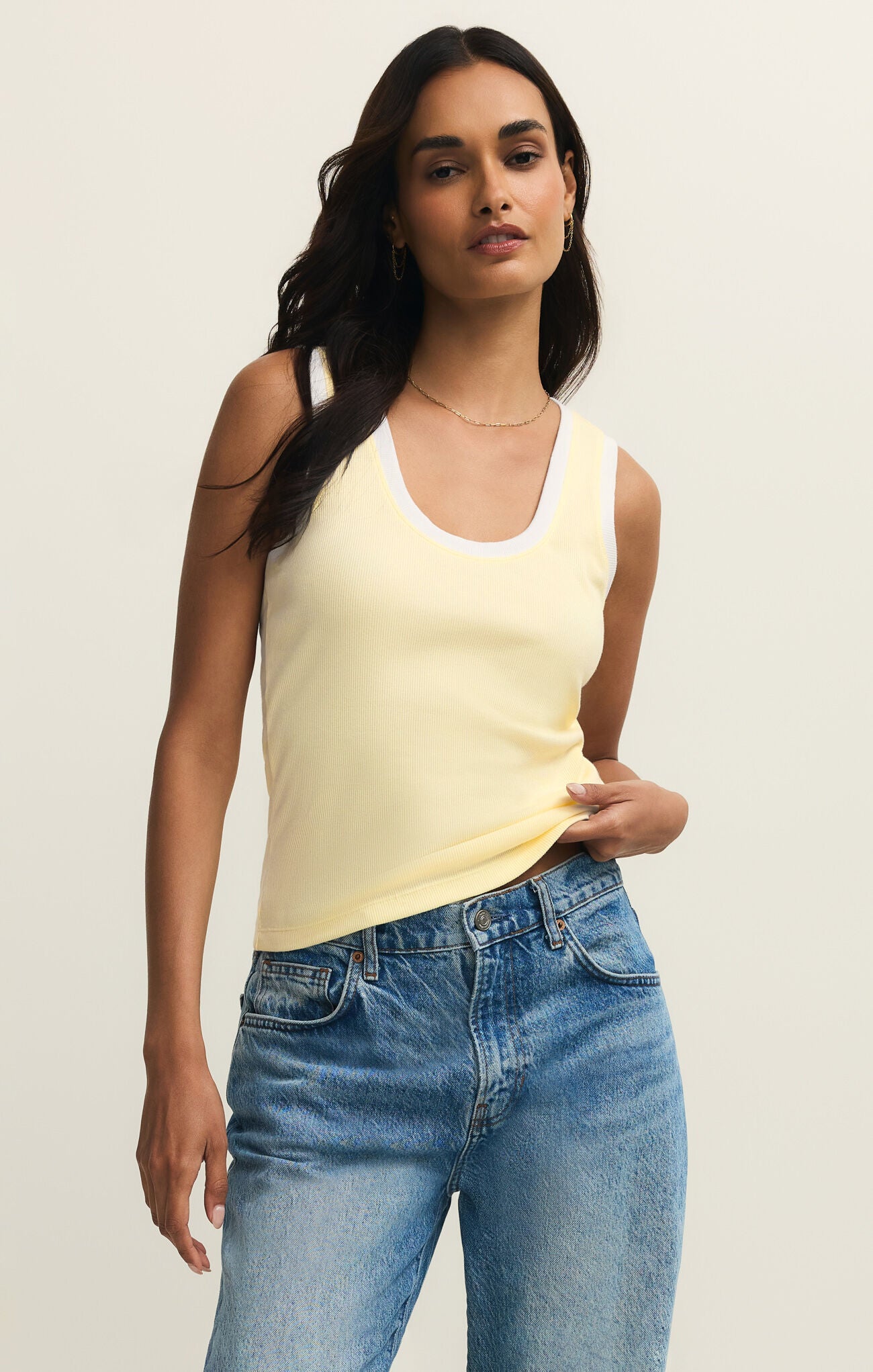 Z Supply Sirena Colorblock Rib Tank -Pineapple