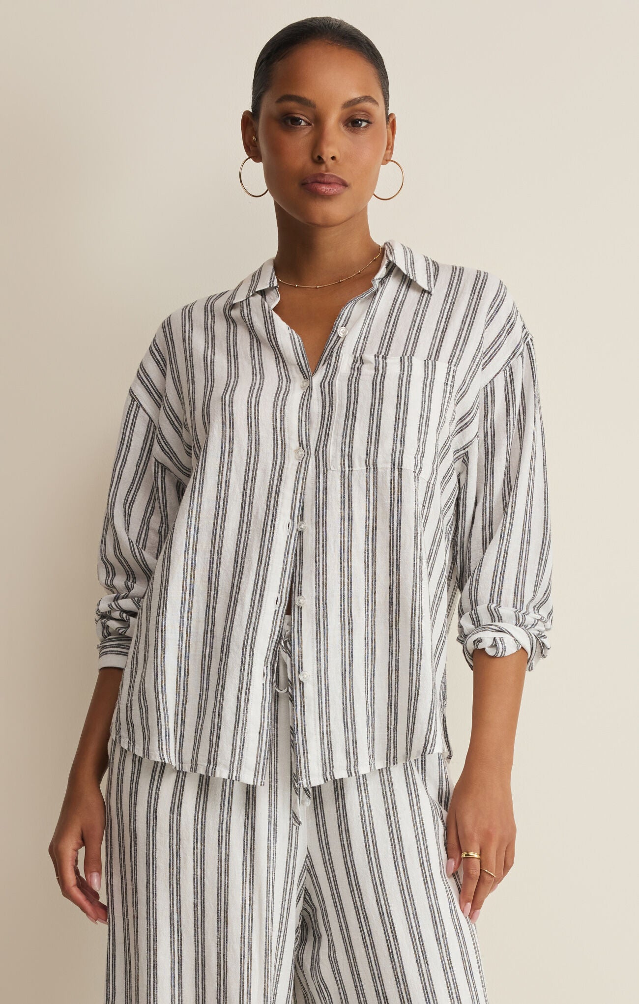 Z Supply The Perfect Striped Button Up – White